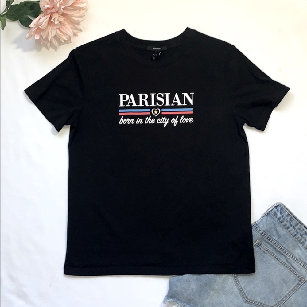 Black “Parisian” Tee Forever 21 Large